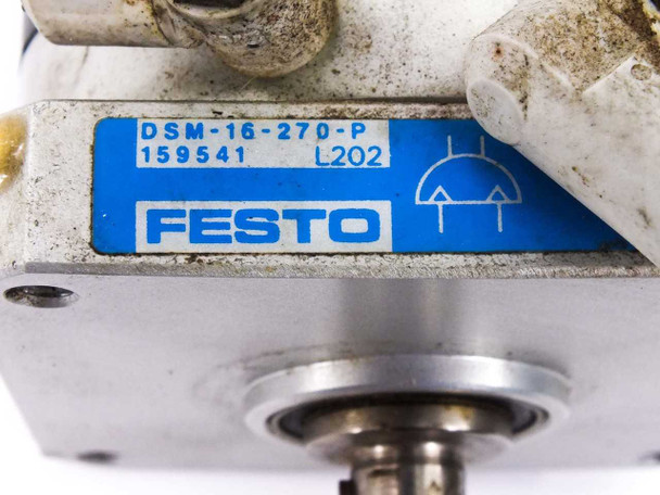 Festo DSM-16-270-P label close-up showing model number, part number 159541, and L202 designation on blue Festo label