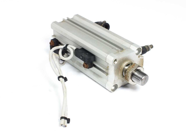 SMC CDQ2KB32-60DM-J79L non-rotating pneumatic cylinder – three-quarter view showing rod end, auto-switch, and wiring leads
