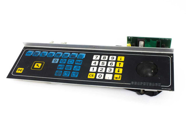 Netstal Sycap Graphtrack front panel 110.240.9366 — full front view showing membrane keyboard, function keys, numeric keypad, and trackball