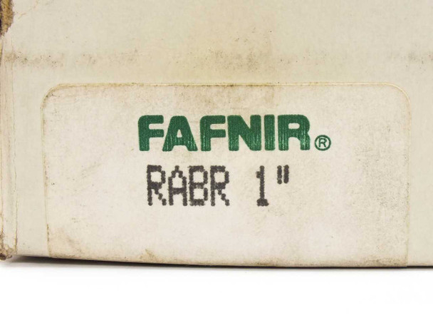Close-up of Fafnir box label reading FAFNIR RABR 1 inch