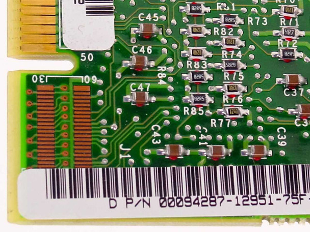 Dell 94287 NIC card PCB underside close-up showing part number label 00094287-12951-75F and component side detail