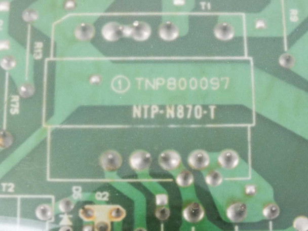 Tektronix 4207 PC board TNP800097 – close-up of green PCB showing printed part number TNP800097 and NTP-N870-T markings