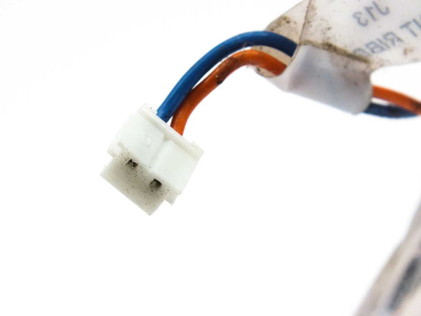 Pittman GM8712-31 lead wire close-up – white 2-pin JST-style connector with blue and orange wires