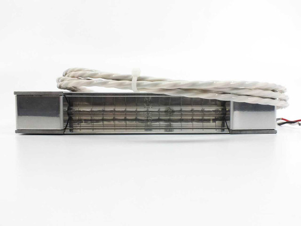 Research Inc 103390-002 StripIR infrared lamp element visible through housing lens — bottom view showing full 5-inch lit quartz lamp element