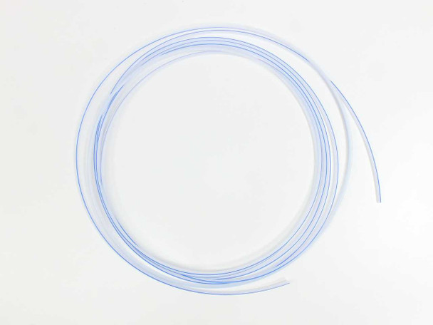 Linx Diagraph 8307022 blue PTFE tube for Linx 6200 inkjet printer, uncoiled showing full length and translucent blue color
