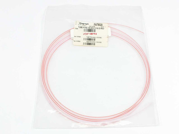Diagraph FA79020 PTFE Tube 1/8" OD x 1/16" ID Red coiled in original sealed clear plastic bag with label