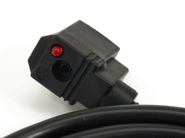 ARO CHL6-024-G coil connector cable – opposite face of DIN connector showing red LED indicator and black push-button rectifier/suppressor