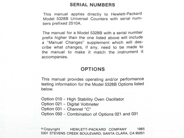 HP 5328B Universal Counter Operating and Service Manual