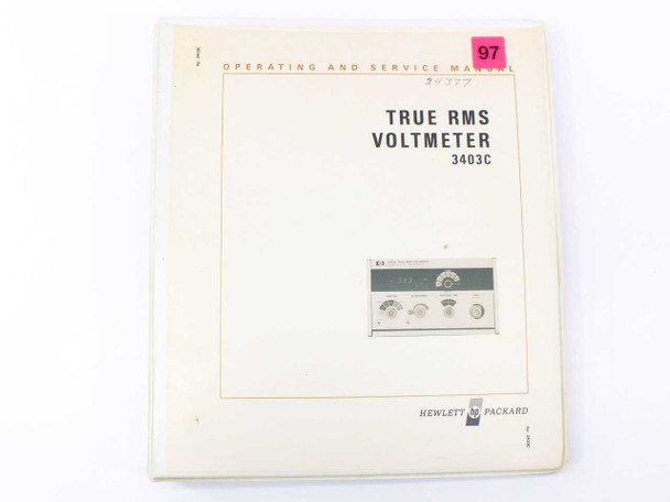 HP 3403C True RMS Voltmeter Operating and Service Manual in Binder