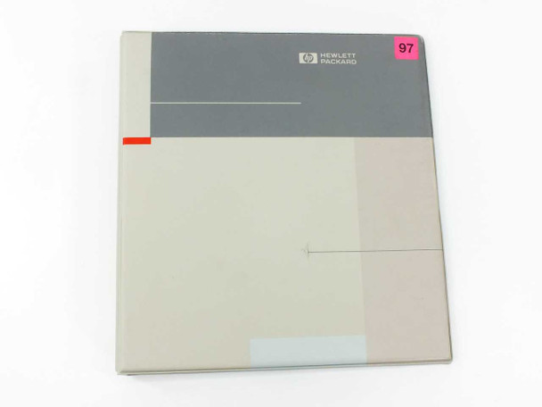 HP 8592L Spectrum Analyzer Calibration Guide — front cover of Hewlett-Packard gray binder with HP logo and inventory sticker