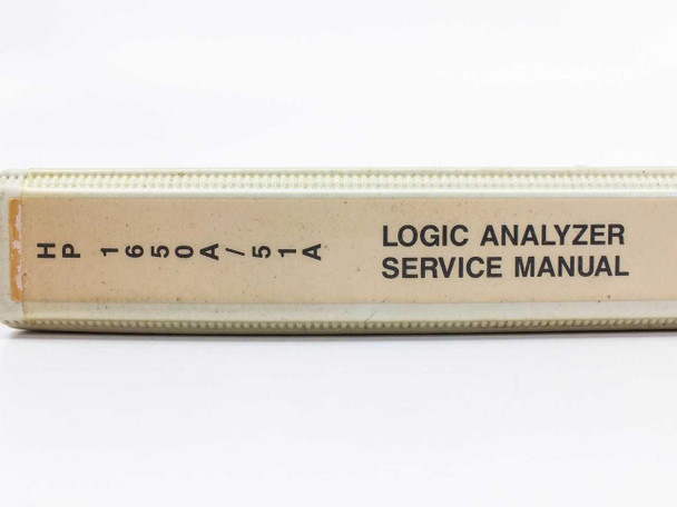 HP 1650A/51A Logic Analyzer Service Manual spine showing handwritten label and printed title