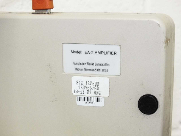 EA-2 Amplifier label — Model EA-2 Amplifier, Manufacturer Nicolet Biomedical Inc., Madison Wisconsin, date code 10-12-01