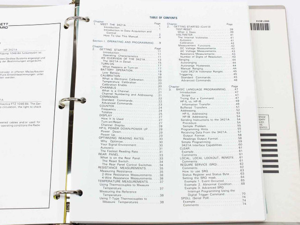 HP 3421A Data Acquisition/Control Operating, Programming, Configuration Manual