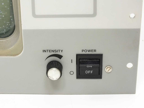 Close-up of front panel controls — INTENSITY rotary knob and POWER rocker switch (ON/OFF) on Nicolet 068-7528