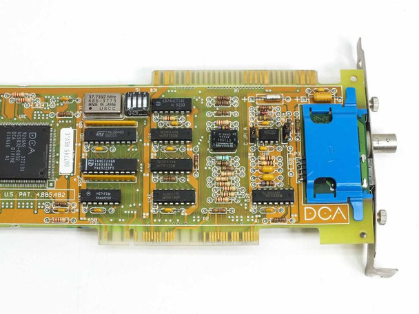 DCA 007745 IRMA 3 ISA card – component side detail showing DCA-branded chips, 74HC logic ICs, and U.S. Pat. 4,885,482 marking