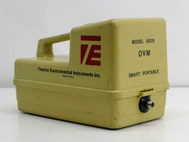 Thermo Environmental 580B OVM — right rear side showing 'MODEL 580B OVM SMART PORTABLE' molded text and sample inlet fitting