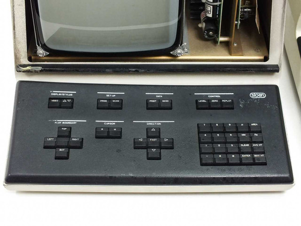 Sloan Dektak IIA module interface unit — front panel keyboard with DISPLAY/STYLUS, SET-UP, DATA, CONTROL, PLOT BOUNDARY, CURSOR, DIRECTION, and numeric keypad sections