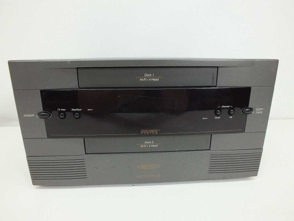 Go Video GV-6060 dual deck VHS VCR — straight-on front view showing Deck 1 (Hi-Fi 4 Head) and Deck 2 tape slots with control buttons