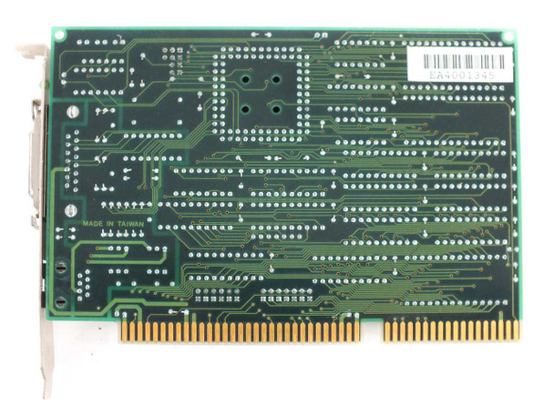 Winbond EN-2200T ISA NIC — PCB solder-side view showing Made in Taiwan marking and 16-bit ISA edge connector