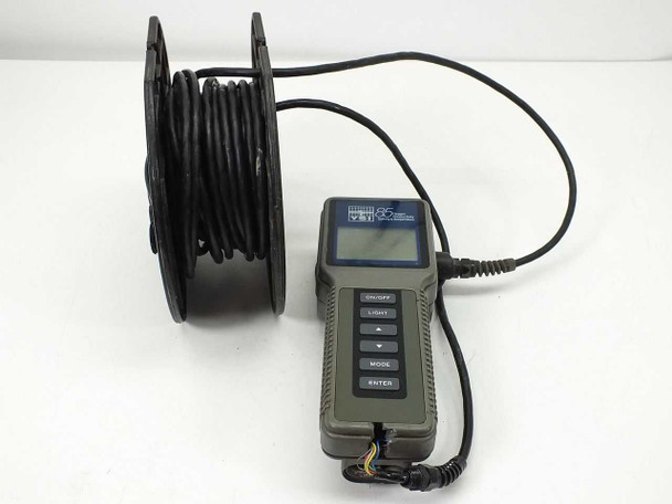 YSI 85/50 FT dissolved oxygen meter handset with 50-foot cable on black spool reel