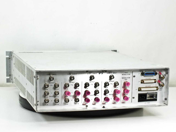 Aydin 3053 Demodulator Bit Sync rear panel showing 4 channel BNC inputs, RS-232, RS-449, GPIB, and AC power inlet