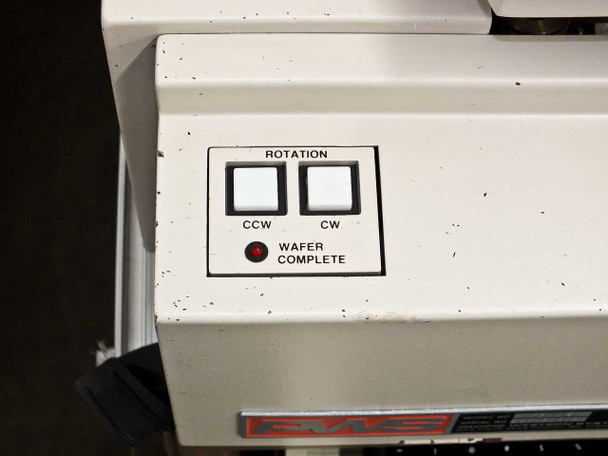 PWS P5NMS front panel rotation controls showing CCW and CW buttons and Wafer Complete indicator light