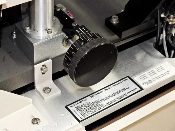 PWS P5NMS probe arm area showing dial adjustment knob with calibration label reading each mark equals 1 mil