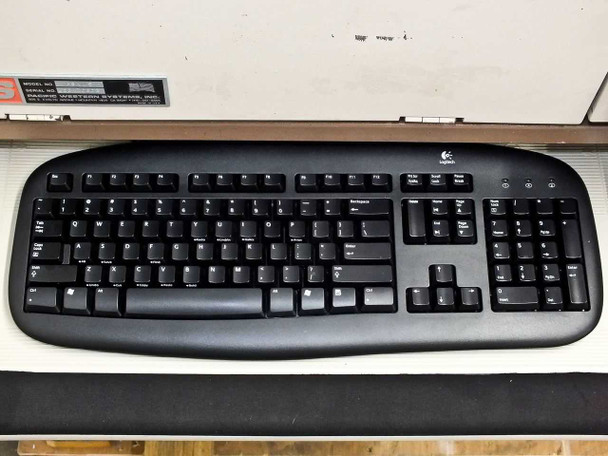 Logitech keyboard included with the PWS P5NMS wafer prober system, shown on slide-out keyboard tray