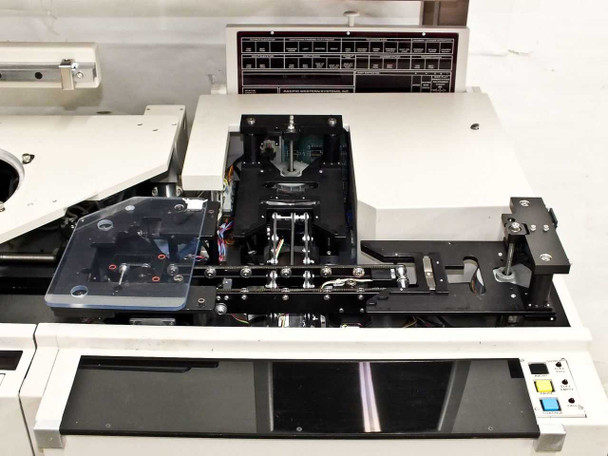 PWS P5NMS top-down view of wafer loading track and probe station area with transparent guard plate visible