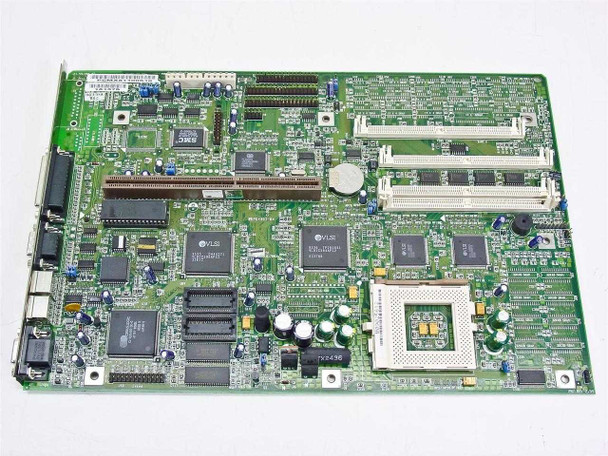 PG4403-04 vintage motherboard front view showing VLSI chipset, ISA expansion slots, SIMM memory sockets, and I/O bracket