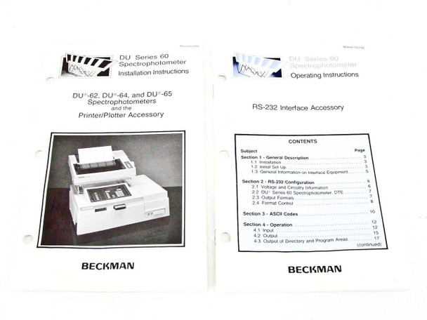 Beckman DU-65 UV-Visible Scanning Spectrophotometer -Doesn't Pass Self Test