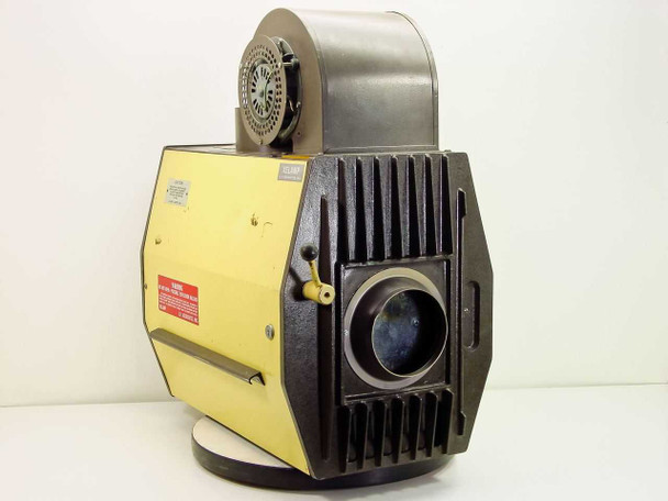 LP Associates 8510 Xelamp Xenon Lamp Illumination Source — left front three-quarter view showing yellow and brown housing, top-mounted blower fan, and front output aperture