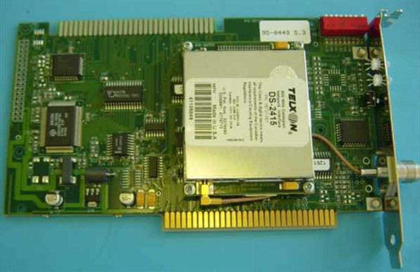 Telxon Dataspan DS-2415 18737-000 900MHz ISA network card — angled top view showing full PCB, RF module, ISA gold-finger connector, and bracket