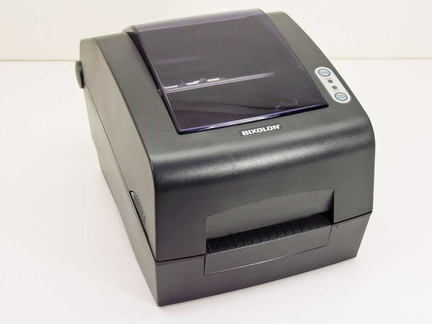 Bixolon SLP-T400G thermal transfer label printer – front three-quarter view showing media cover and control panel