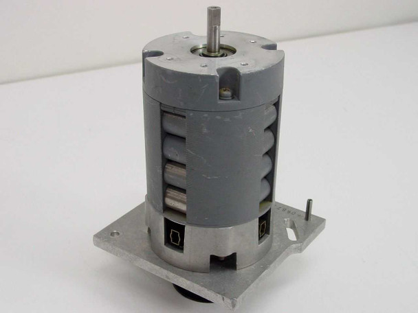 Yaskawa T08L-TL11 Minertia Mini Series brushless DC servo motor – front three-quarter view showing cylindrical gray motor body and mounting plate