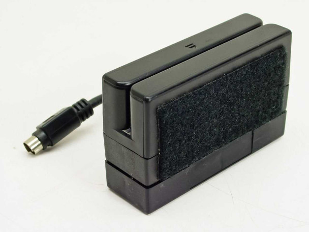 ExpoMobile Posh MR3 card reader – opposite side view showing velcro mounting strip and mini-DIN cable connector