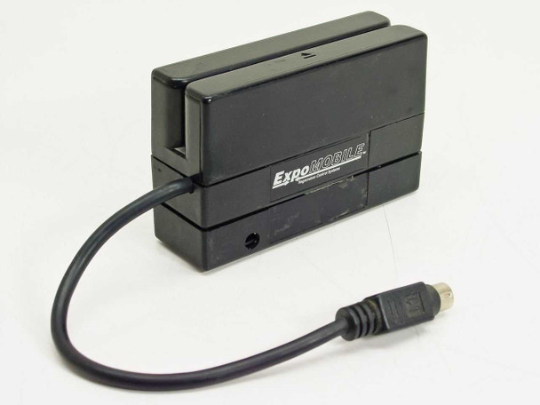 ExpoMobile Posh MR3 magnetic smart card reader decoder – front/side view showing card swipe slot and attached mini-DIN cable