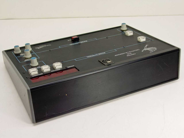 Tele-Images 84386 console – angled top-right view showing layout of knobs, buttons, and LED timer display