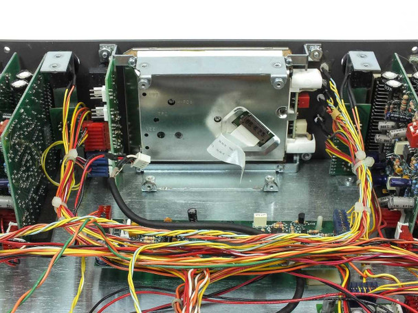 Wohler VAMP-1 interior view – center section showing metal drive/component bracket, internal wiring harness with red, yellow, and black cables