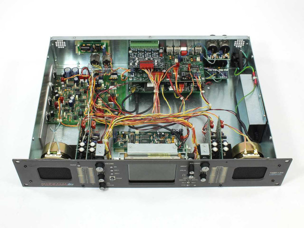 Wohler VAMP-1 top-down interior view – full board set, center bracket, internal wiring, and empty board slot (missing board location visible)