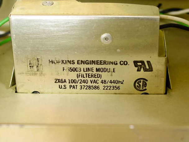 Hughes FM Data Detector internal — Hopkins Engineering Co. F65003 Filtered Line Module, 2x6A, 100/240 VAC, 48/440 Hz, UL and CSA listed
