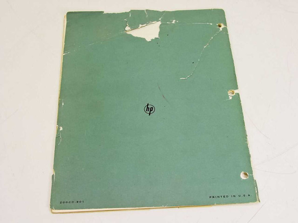 HP 200CD-901 manual — back cover with HP logo, publication number 200CD-901, and significant surface wear including peeling and corner damage