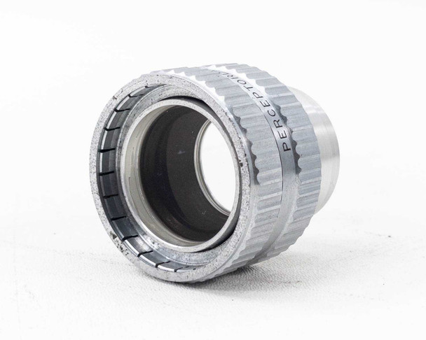 Simpson Optical Perceptordaptor No. 137-0001 2-1/2 inch lens adapter — three-quarter front view showing knurled aluminum body and internal optical element