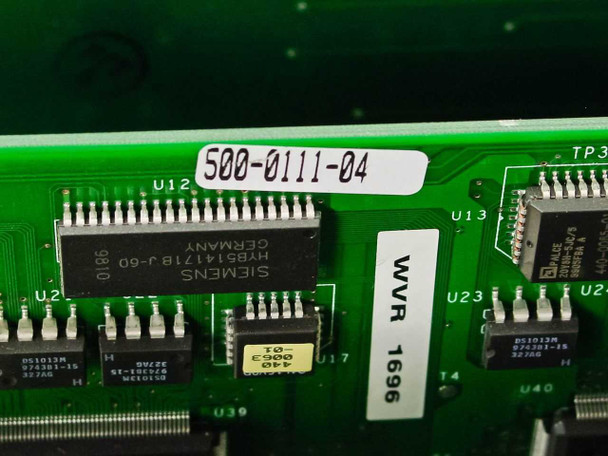PictureTel S4000 internal card closeup showing card labeled 500-0111-04 with Siemens HYB51417B1BJ-60 memory IC and WVR 1696 marking