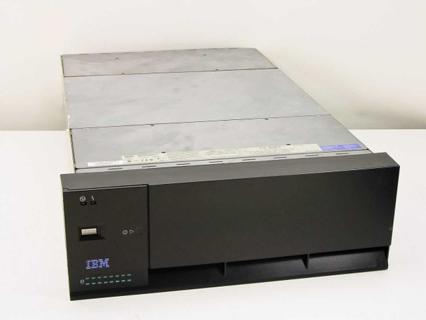 IBM 7133-D40 SSA disk storage cabinet front view showing IBM logo, status LEDs, and access door