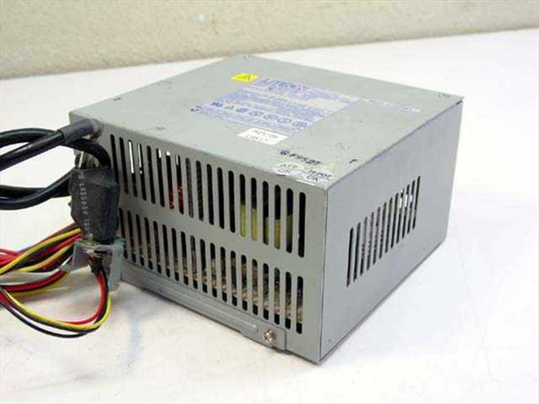 Packard Bell 190083 Lite-On PA-4151-9B1 150W AT power supply — rear/left view showing ventilation slots and power output harness with Molex connectors
