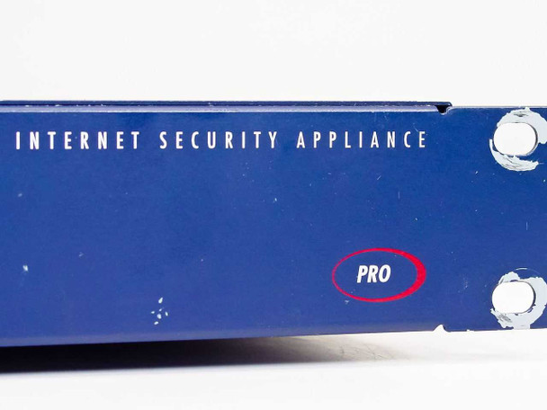 SonicWALL Pro right-side top panel closeup showing INTERNET SECURITY APPLIANCE label with PRO designation in red oval