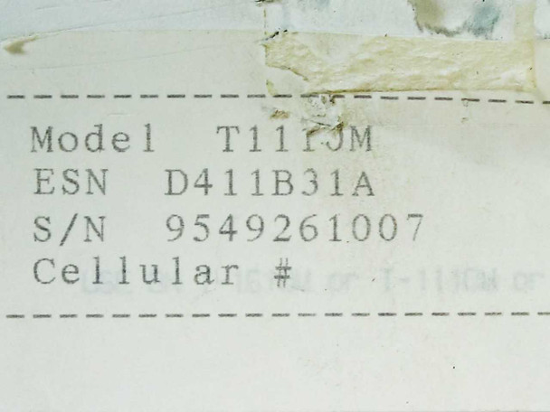 Telular-Adcor T111JM label showing Model T111JM, ESN D411B31A, and S/N 9549261007