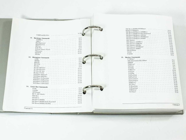 HP 83480A 54750A Programmer's Guide — table of contents pages showing Hardcopy, Histogram, Limit Test Commands