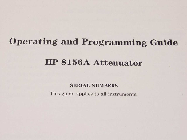 HP 8156A Attenuator Operating and Programming Guide – title page stating guide applies to all instruments